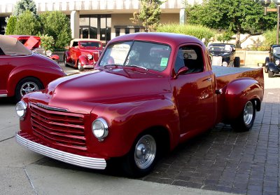 [Spiffy red truck.]